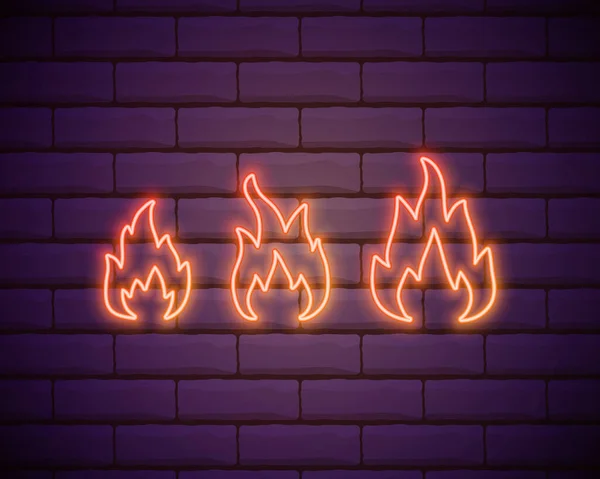 Leuchtfeuer Ikone Elemente Neon Ikonen Einfaches Neonfarbenes Flammensymbol Für Webseiten — Stockvektor
