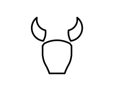 Teksas uzun boynuzlu boğası. Logo. Beyaz arka planda izole edilmiş boğa başı. Güçlü bir hayvan. Öküz kafalı. 2021 Yeni Yıl Sembolü.