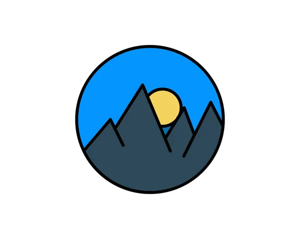 Mountain Volcano Summit Peak Icon Vector Λογότυπο Πρότυπο Σχεδιασμός Εικονογράφησης — Διανυσματικό Αρχείο