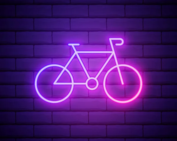 Bir bisiklet neon ikonu. İnternet elementleri. Tuğla duvara izole edilmiş web siteleri, web tasarımı, mobil uygulama ve bilgi grafikleri için basit simge