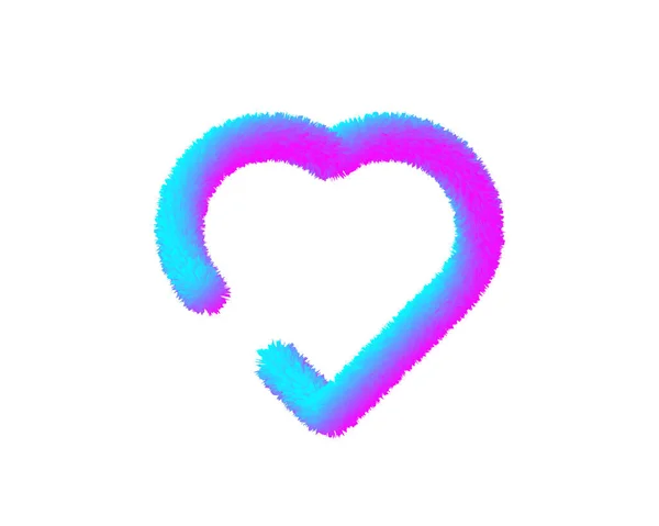 Цветное Мультяшное Пушистое Сердце Меховое Сердце Вектор Изолирован Белом Фоне — стоковый вектор