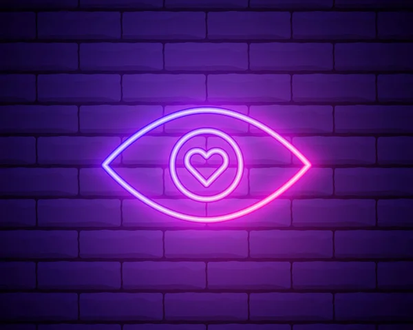 Neon Illustration Emoji Eye Love Vector Icon Cartoon Enamored Emoji — Stock Vector