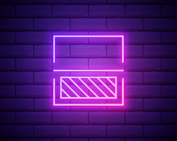 Glowing Neon Line Scanning Procces Icon Isolated Brick Wall Background — Stock Vector