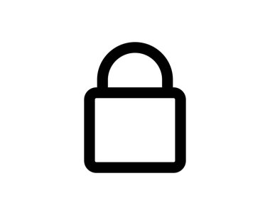 Beyaz arkaplanda gölgesi olan kapalı asma kilit simgesi, şık vektör illüstrasyonu