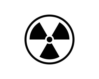 Radyoaktif ikon nükleer sembolü. Uranyum reaktörü radyasyon tehlikesi. Radyoaktif zehirli tehlike işareti tasarımı.