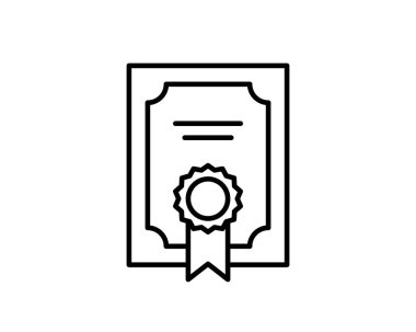 Sertifika simgesi vektör illüstrasyon logo şablonu birçok amaç için. Beyaz arkaplanda izole.