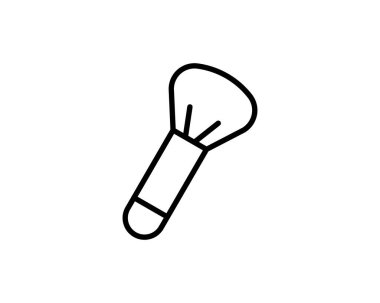 Kızarma simgesi için püskül. Mobil konsept ve web uygulamaları için makyaj malzemesi ve kozmetik simgesi. Allık simgesi için alacakaranlık biçimi tasarımı ağ ve mobil için kullanılabilir.