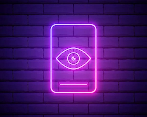 Phone Scan Symbol Neon Light Glowing Illustration Pink Colour Design — 스톡 벡터