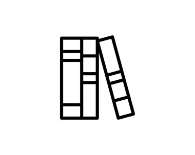 Kitap satırı simgesi, vektör işareti, anahat üzerinde beyaz izole doğrusal stil piktogram. Sembol, logo illüstrasyon. Düzenlenebilir inme. Piksel mükemmel.