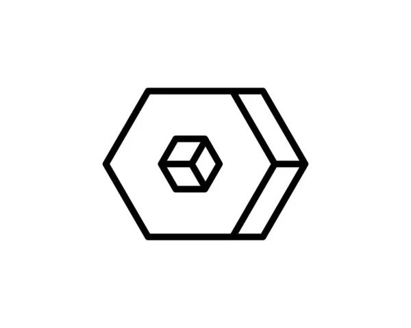 Icône Réglage Décrivez Icône Mince Écrou Hexagonal Noir Style Conception — Image vectorielle