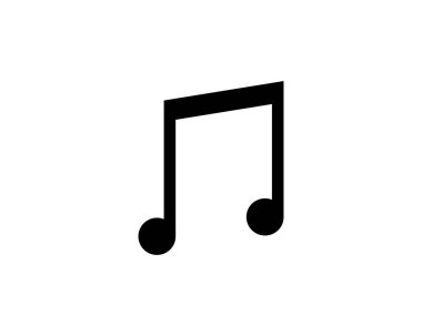Beyaz arka planda izole edilmiş modaya uygun düz stil müzik simgesi. Web sitesi tasarımınız için not sembolü, logo, uygulama, UI. Vektör illüstrasyonu, EPS10