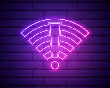 Wi fi yasağı, yasaklama ikonu. Basit ince çizgi, yasaklama, yasaklama, yasaklama vektörü, UI ve UX için yasaklanmış simgeler, tuğla duvara izole edilmiş web sitesi veya mobil uygulama.