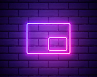 Tam ekran kip simgesinden tam ekrana genişlet ve çık. Neon tarzı simgelerde ağ elementleri. Tuğla duvara izole edilmiş web siteleri, web tasarımı, mobil uygulama ve bilgi grafikleri için basit simge.