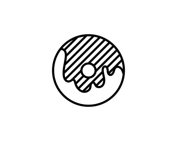 Черная Линия Пончик Сладкой Глазури Значок Изолирован Белом Фоне Векторная — стоковый вектор