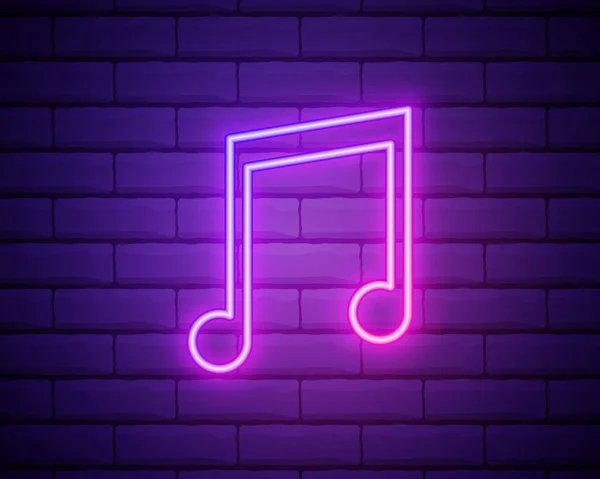 Tuğla Duvarda Neon Müzik Notası Eps Illüstrasyon Vektörü Renkli Neon — Stok Vektör