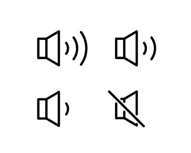 Modern satır biçiminde ses simgesi ya da logo. Web sitesi tasarımı ve mobil uygulamalar için yüksek kaliteli siyah çizgili pictogram. Beyaz arkaplanda vektör illüstrasyonu
