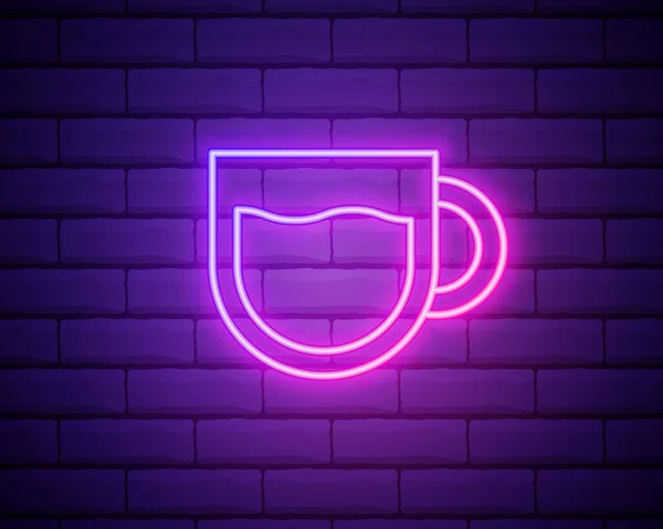 Kávét Cappuccinót Neon Ikont Egyszerű Vékony Vonal Vázlatos Vektor Élelmiszer — Stock Vector