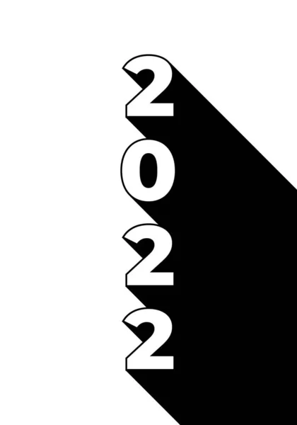 Happy New Year 2022 Long Shadow Design Template カレンダー 招待状 — ストックベクタ