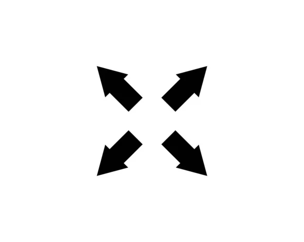 Чотири Стріли Плоска Піктограма Вектора Простий Чорний Символ Білому Тлі — стоковий вектор
