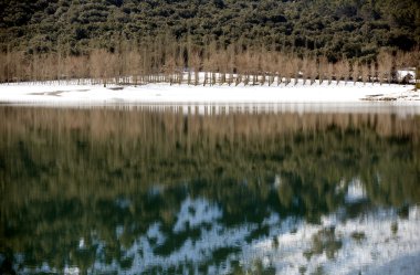 Sierra de Tramuntana Mallorca, İspanya'da yoğun kar yağışı.