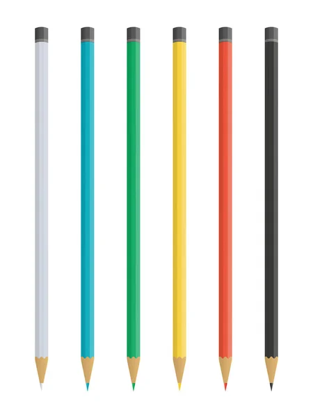 一套铅笔A Set Penpencil 现实的彩色矢量铅笔 — 图库矢量图片