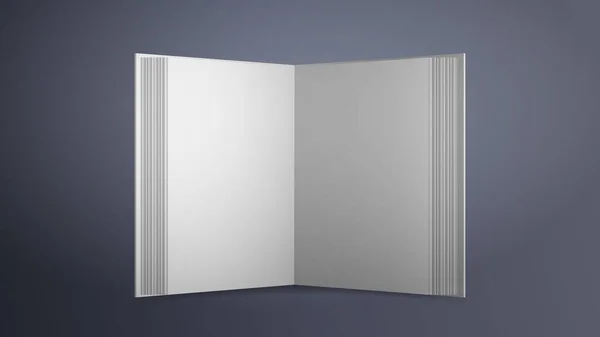 Realistická Bílá Prázdná Kniha Vektor Otevřít Knihu Prázdnými Listy Šedém — Stockový vektor