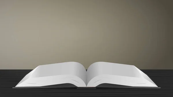 Чорна Відкрита Книжка Столі Brown Background — стоковий вектор