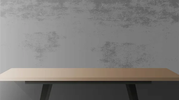 Asztal Fekete Fém Alappal Üres Asztal Szürke Betonfal Vektorillusztráció — Stock Vector