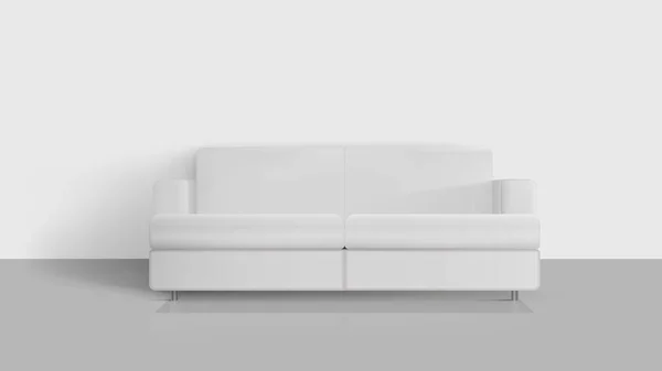 现实的白色沙发 空房间里的白色沙发 室内设计元素 矢量说明 — 图库矢量图片