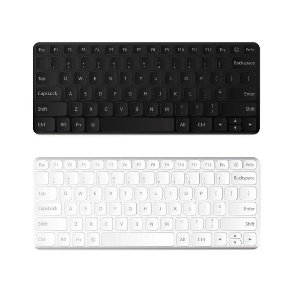 Ensemble Clavier Noir Blanc Clavier Moderne Isolé Sur Fond Blanc — Image vectorielle