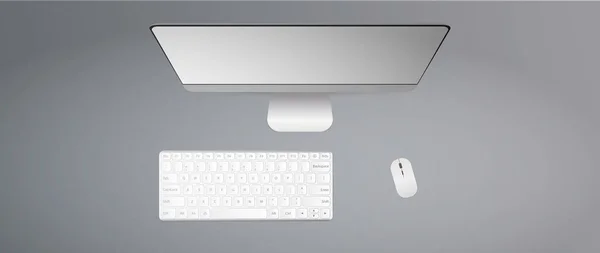 Pose Plat Bureau Avec Vue Sur Dessus Clavier Souris Ordinateur — Image vectorielle