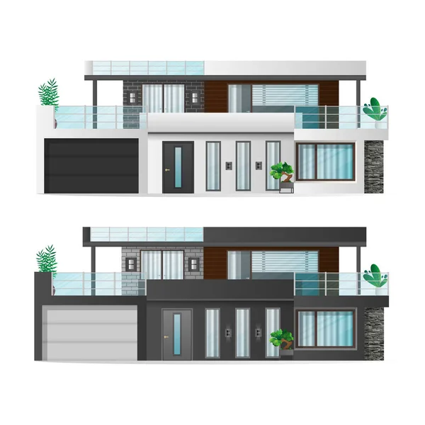 Conjunto Casas Modernas Casa Campo Casa Cidade Com Sombras Visualização — Vetor de Stock