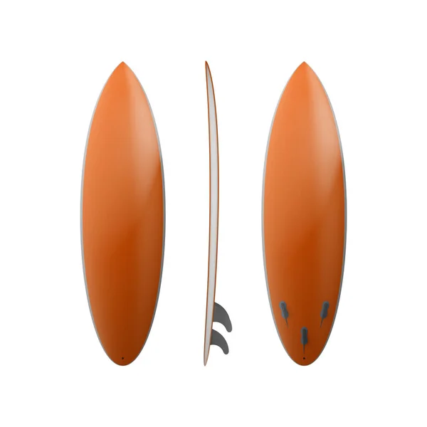 オレンジ色のサーフボードは白い背景に隔離されています 異なる角度でサーフボードのセット ベクターイラスト — ストックベクタ