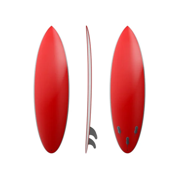 赤いサーフボードは白い背景に隔離されています 異なる角度でサーフボードのセット ベクターイラスト — ストックベクタ