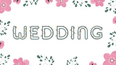 Düğün afişi. Davetiye, kartpostal ya da poster için narin bir poster. Vektör.