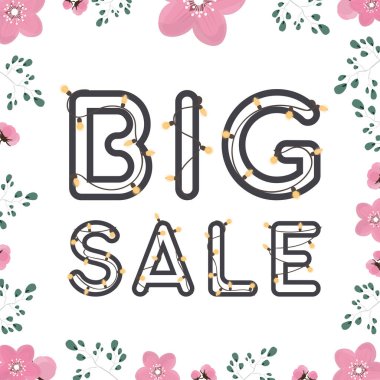 Büyük indirim afişi. Reklamcılık, tipografi ya da poster için narin bir poster. Vektör.