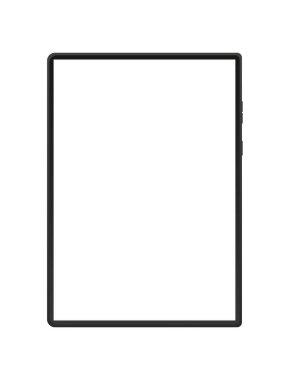 Beyaz ekranlı modern tablet. Reklam tasarımı için. Beyaz arka planda izole edilmiş. Vektör illüstrasyonu