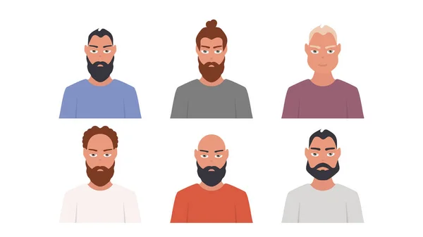 Ensemble Avatars Homme Différentes Nationalités Icônes Garçon Dans Style Plat — Image vectorielle