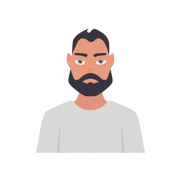 Avatar Hombre Con Barba Tipo Con Barba Estilo Plano Vector — Archivo Imágenes Vectoriales