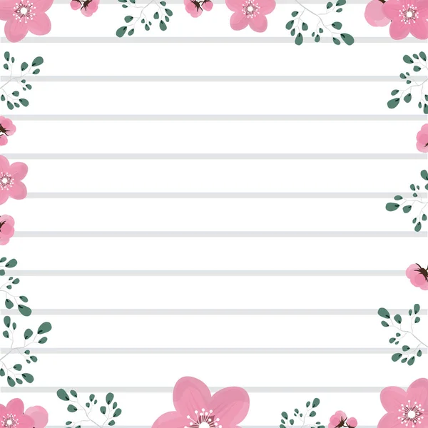 Weißer Quadratischer Hintergrund Mit Blumen Und Blättern Unter Dem Text — Stockvektor