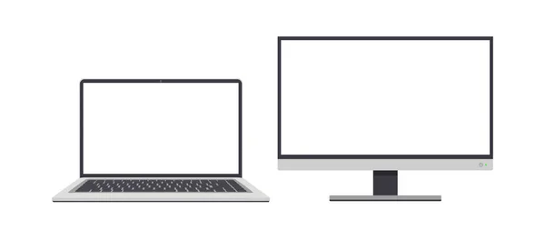 Laptop Monitor White Screen Advertising Design Isolated Vector — Stock Vector