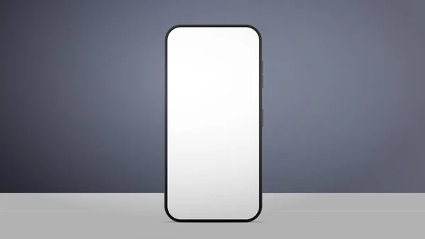 Telefon Fehér Képernyővel Asztalon Könnyű Asztal Munkahelyi Kész Sablon Reklám — Stock Vector