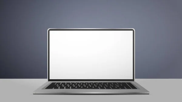Ein Laptop Mit Weißem Bildschirm Steht Auf Dem Tisch Heller — Stockvektor