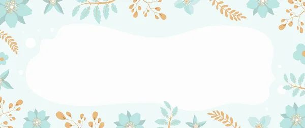 Rahmen Mit Blüten Blättern Und Kräutern Zarte Blaubraune Töne Breites — Stockvektor