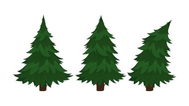 Set of Green Christmas trees isolated on white background. Pine tree in a flat style. Vector. clipart