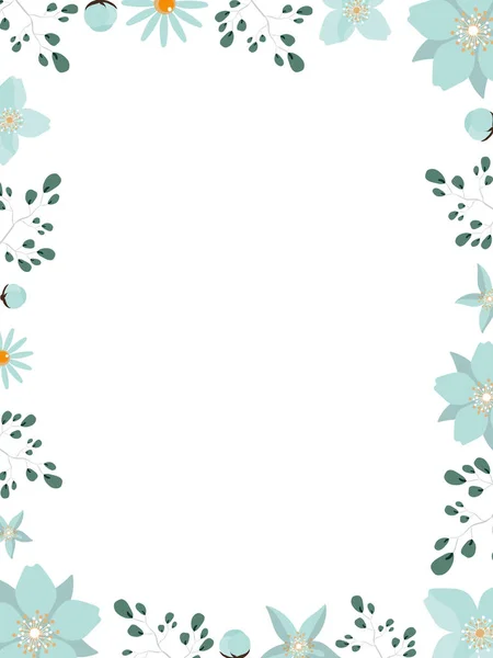Rahmen Aus Blumen Und Blättern Konfektioniertes Plakat Sanften Farben Mit — Stockvektor