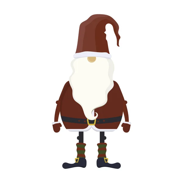 Papai Noel Roupas Vermelhas Velho Engraçado Com Barba Branca Bom — Vetor de Stock