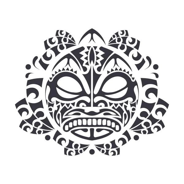 Полинезийская Маска Татуировки Пугающие Маски Полинезийском Орнаменте Изолированные Белом Векторная — стоковый вектор