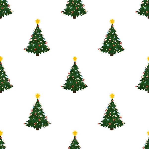 Colección Árboles Navidad Patrón Sin Costuras Diseño Plano Moderno Puede — Vector de stock