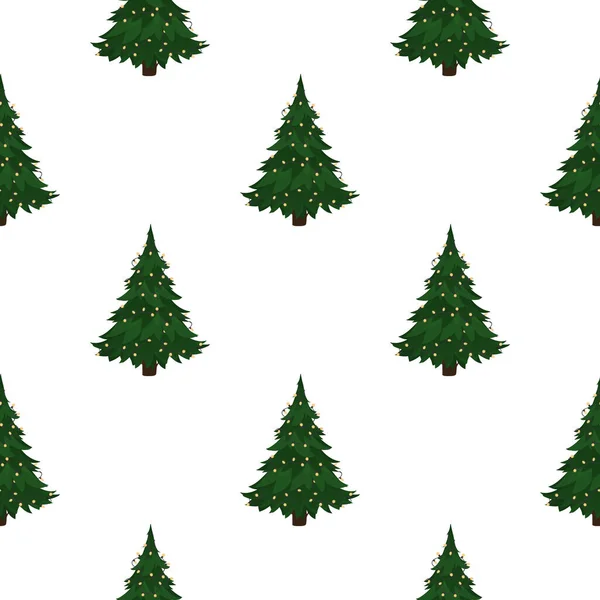 Patrón Sin Costuras Con Árbol Navidad Verde Fondo Festivo Para — Vector de stock